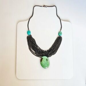 Green Stone Multi-Strand Necklace